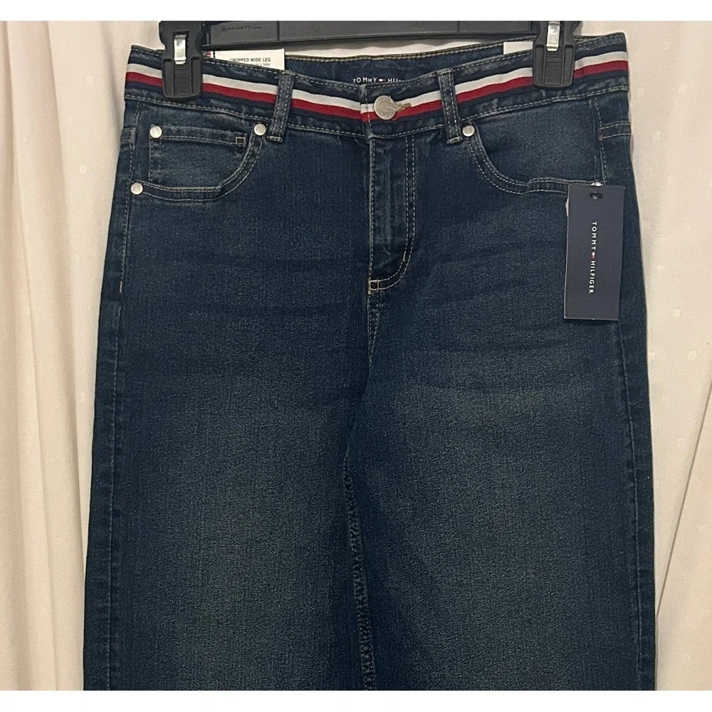 Tommy Hilfiger Girls Cropped Wide Leg Jeans
